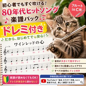 フルートin C用|ドレミ付きで初心者でもすぐ吹ける!80年代ヒットソング楽譜パック|音符大きく見や