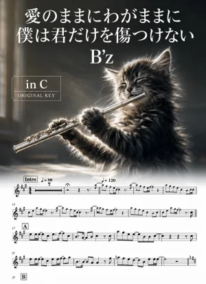 愛のままにわがままに 僕は君だけを傷つけない - B'z (in C|フルート等) by Ayu Saxophone & Sheet Music