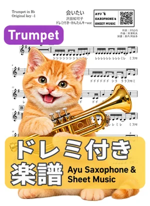 会いたい - 沢田知可子 (トランペット ドレミ付き・かんたんキー(原曲キー-1)) by Ayu Saxophone & Sheet Music