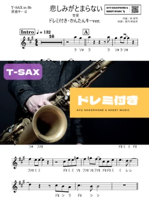 悲しみがとまらないテナーサックス ドレミ付き・かんたんキー(原曲-2) - 杏里 by Ayu Saxophone & Sheet Music