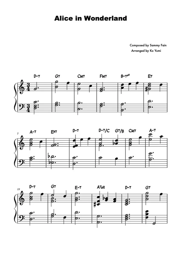 Alice in Wonderland - Sammy Fain (Easy Jazz Piano) by KoYumi Music