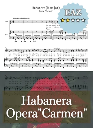 【伴奏音源付き】Habanera ハバネラ E major/E-dur ホ長調 - ジョルジュ・ビゼー (恋は野の鳥/オペラアリア/移調/Transposed/karaoke/accompaniment/伴奏楽譜/移調楽譜) by cogito