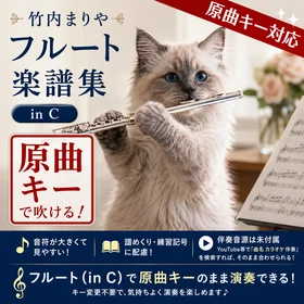 竹内まりや フルート楽譜集(in C)原曲キー対応|そのまま伴奏と合う決定版