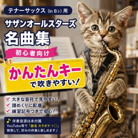 【テナーサックス用】サザンオールスターズ名曲集［初心者向けかんたんキー］大きな音符で見やすい！